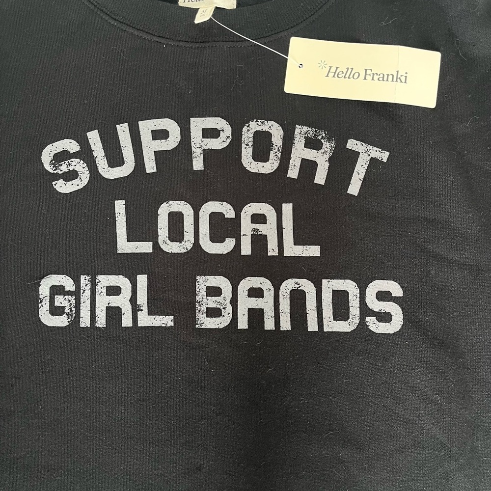 “Support local girl bands” Black Sweatshirt NWT KIDS Hello Frankie - Picture 2 of 4